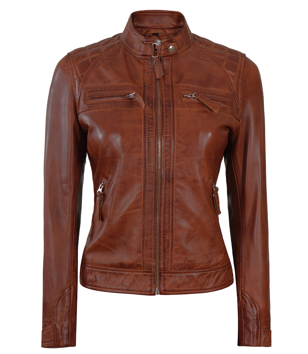 Women Cafe Racer Leather Jacket