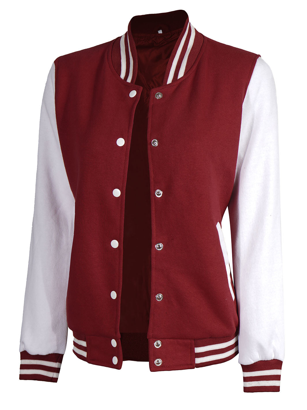 Womens White & Maroon Plain Varsity