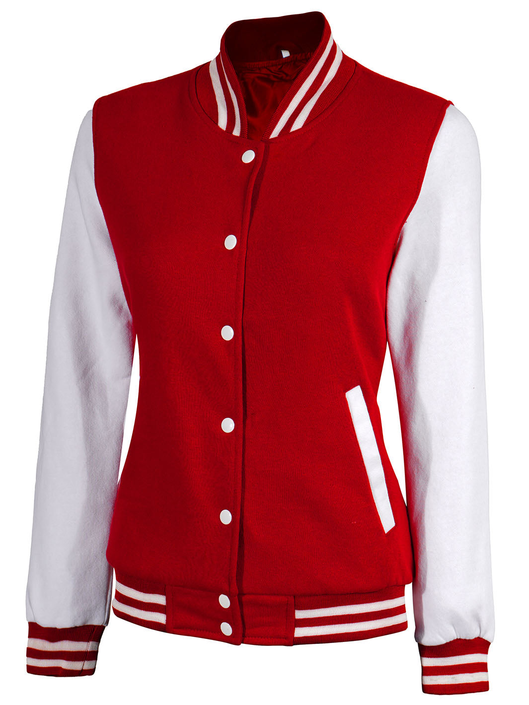 Womens White & Red Plain Varsity