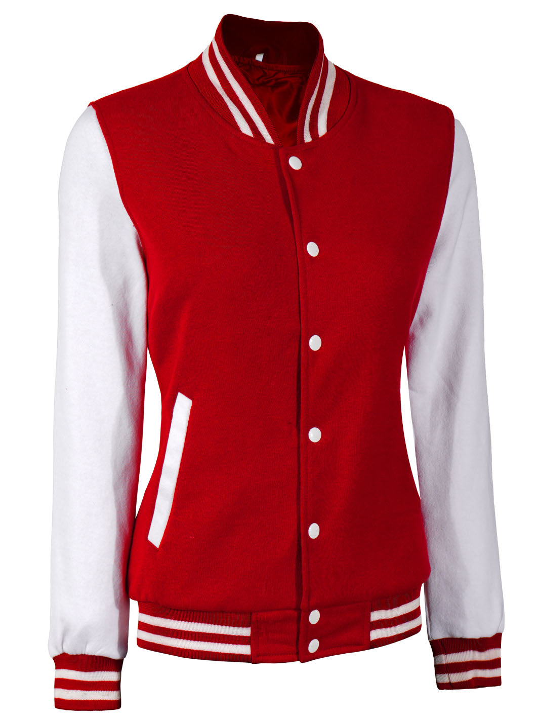 Womens White & Red Plain Varsity