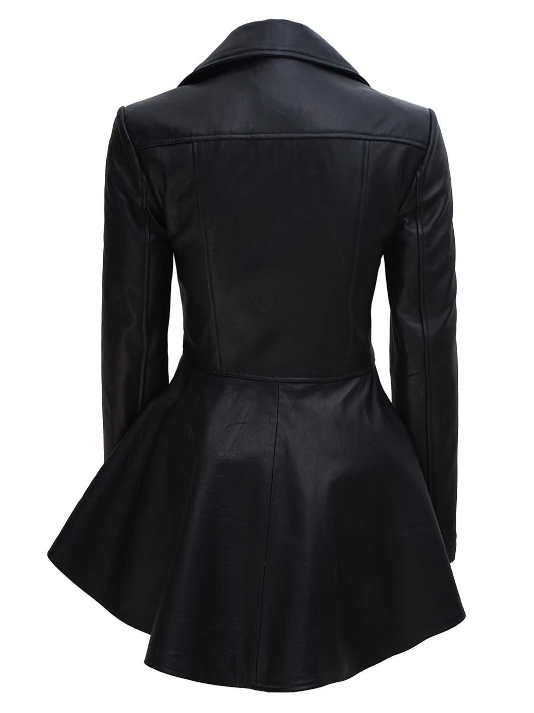 Clarissa Womens Black Peplum Leather Jacket