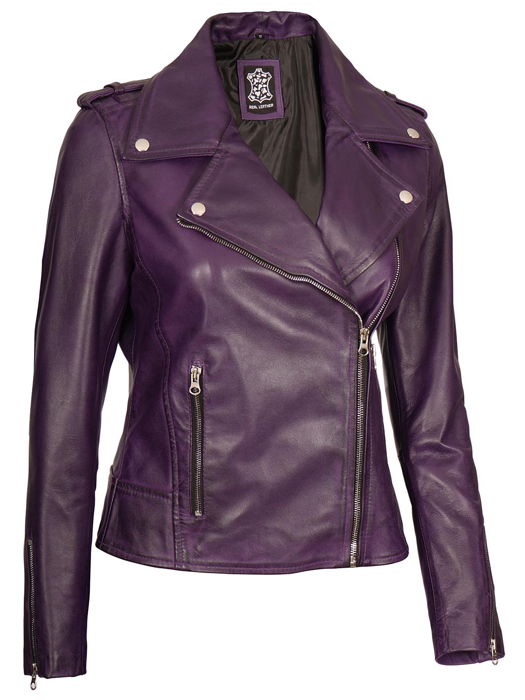 Womens Asymmetrical cafe racer Leather Jacket