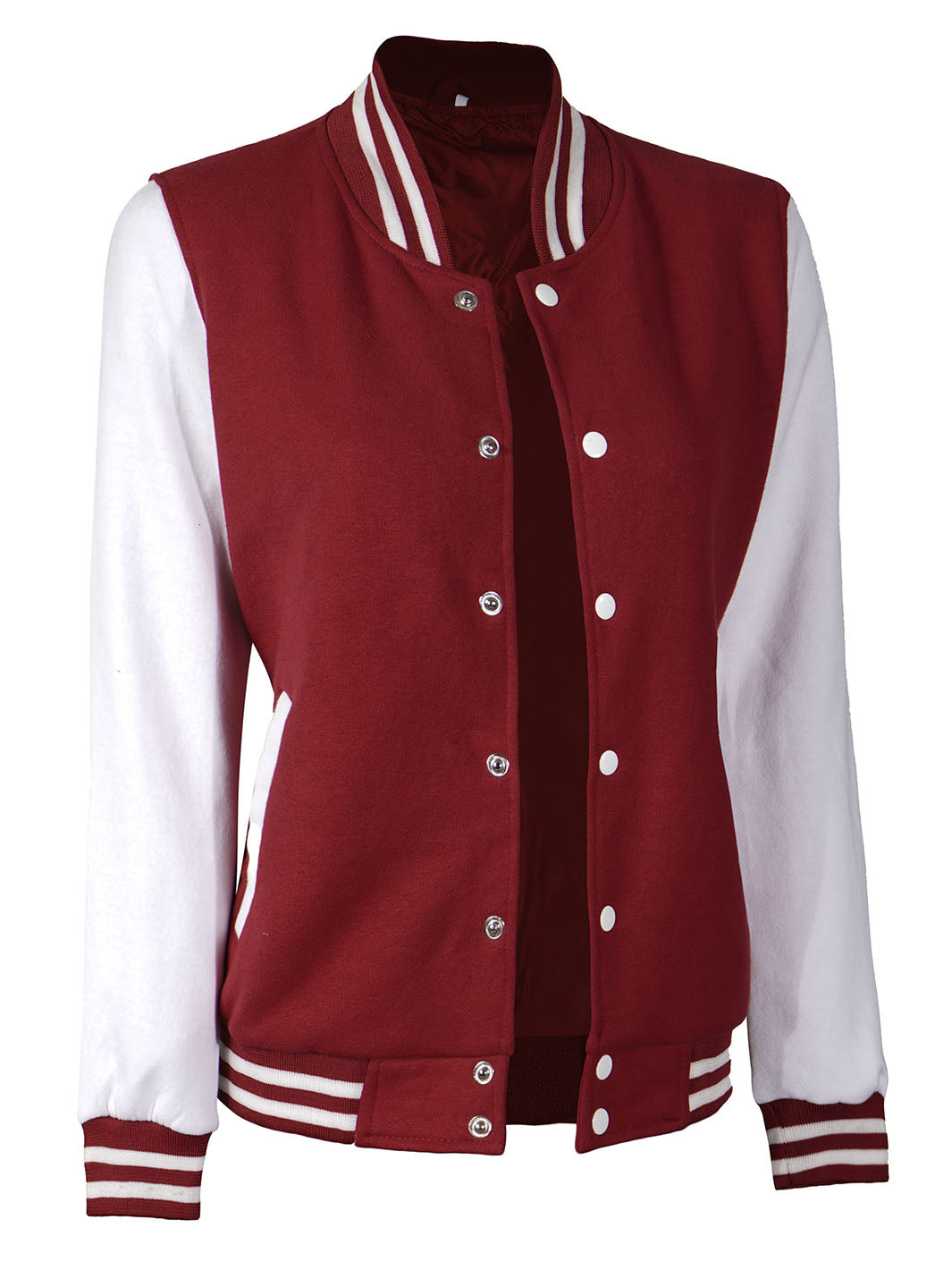 Womens White & Maroon Plain Varsity